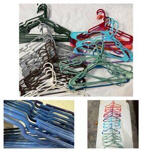 LOT of 58 Multicolor Plastic Notched Hangers Vintage Tubular Thick Standard
